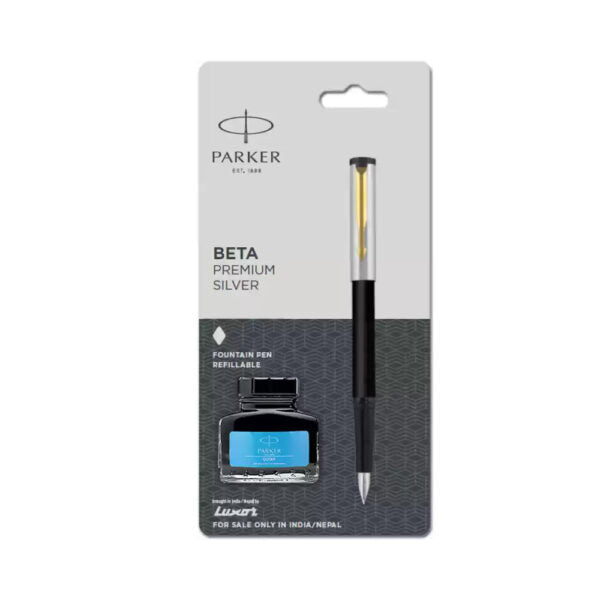 Parker Beta Premium Silver With Coated Clip Fountain Pen
