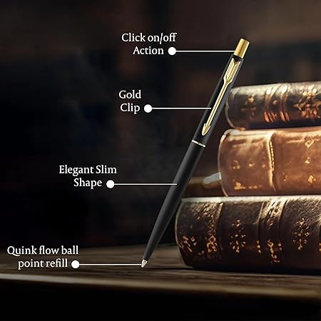Parker Classic Matte Black Gold Trim Ball Pen