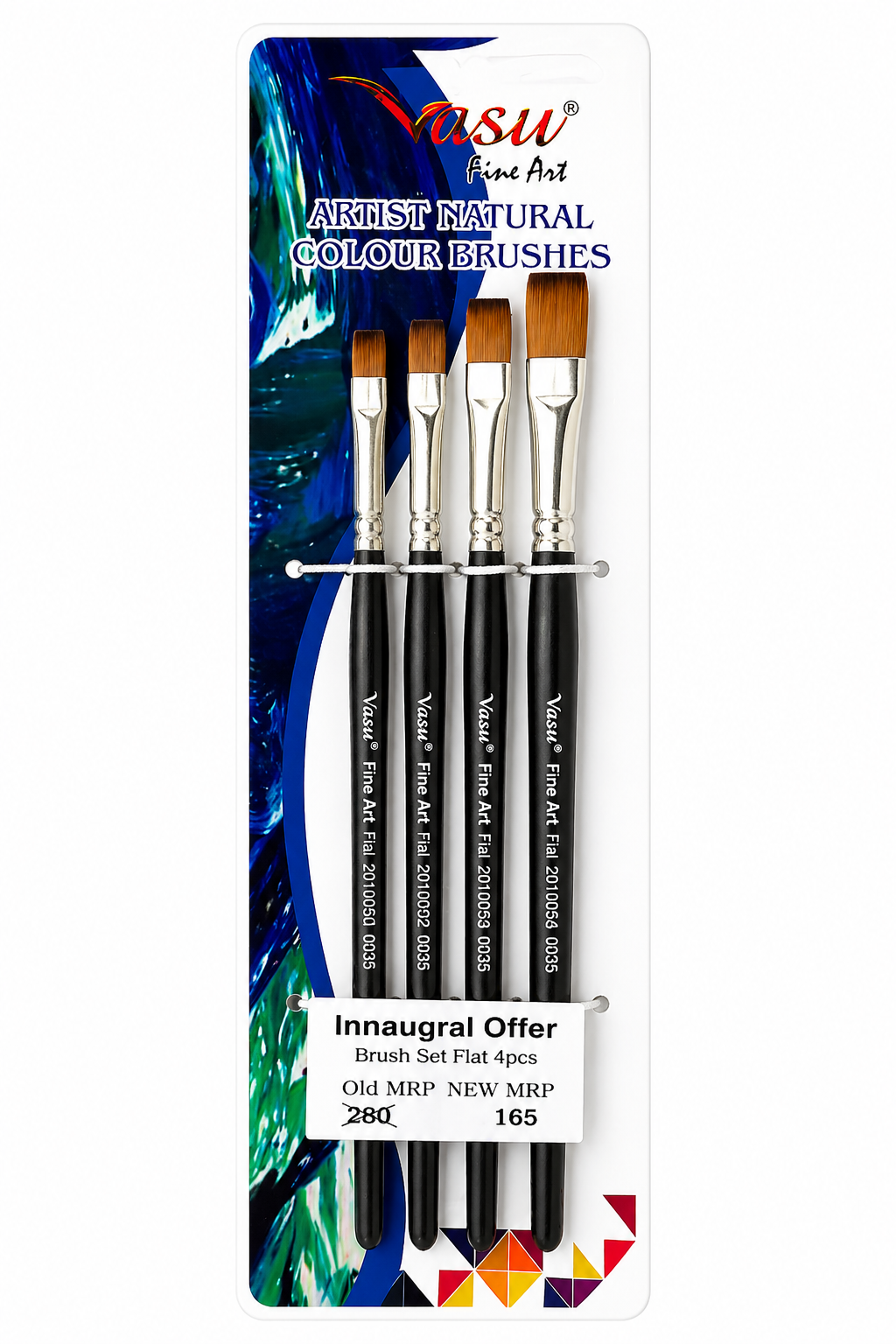 VASU FINE ART BRUSHES FLAT SET OF 4