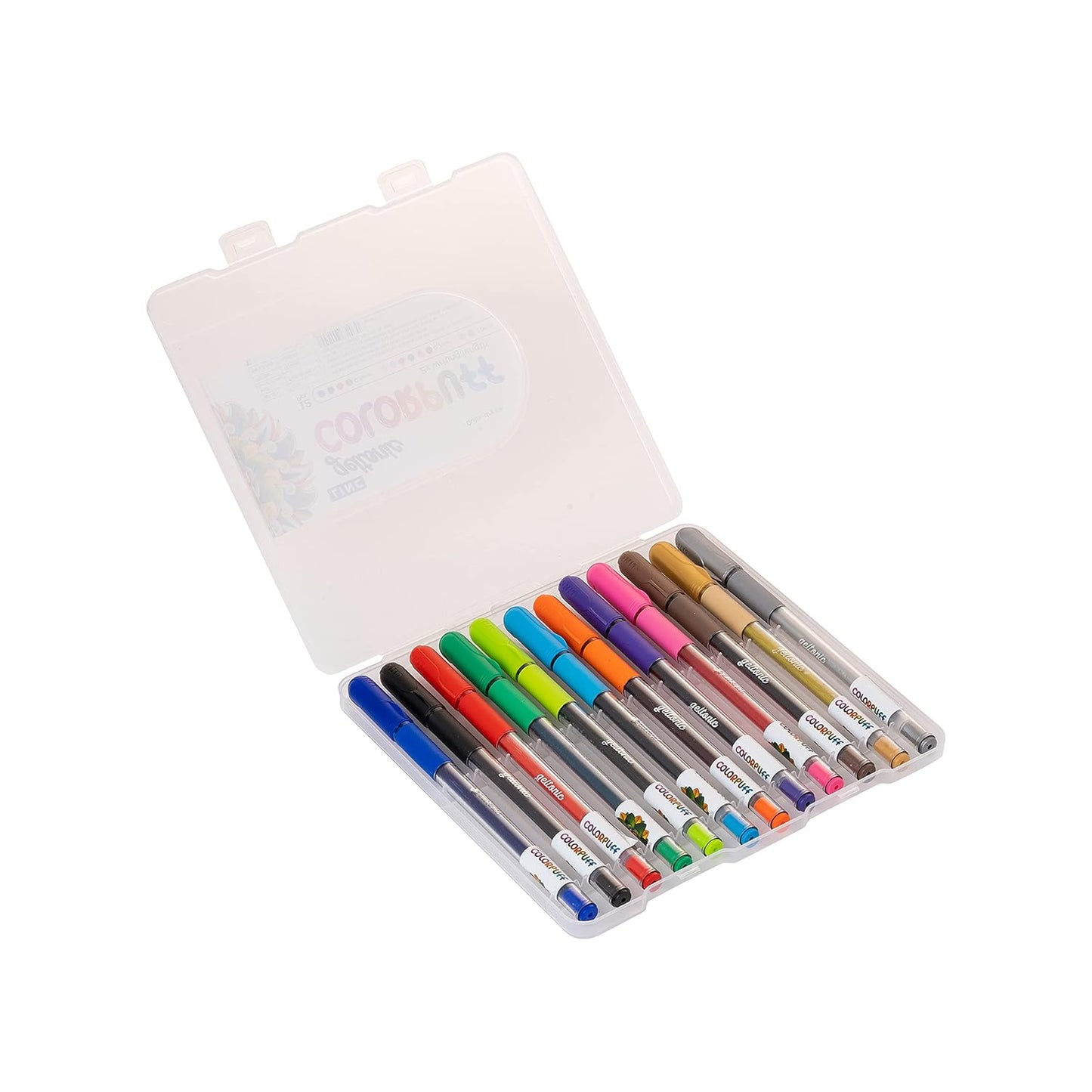 Linc Geltonic Colorpuff Multicolor Gel Pen with Hard Box Case | Set Of 12 Ink Colors | Pack Of 1