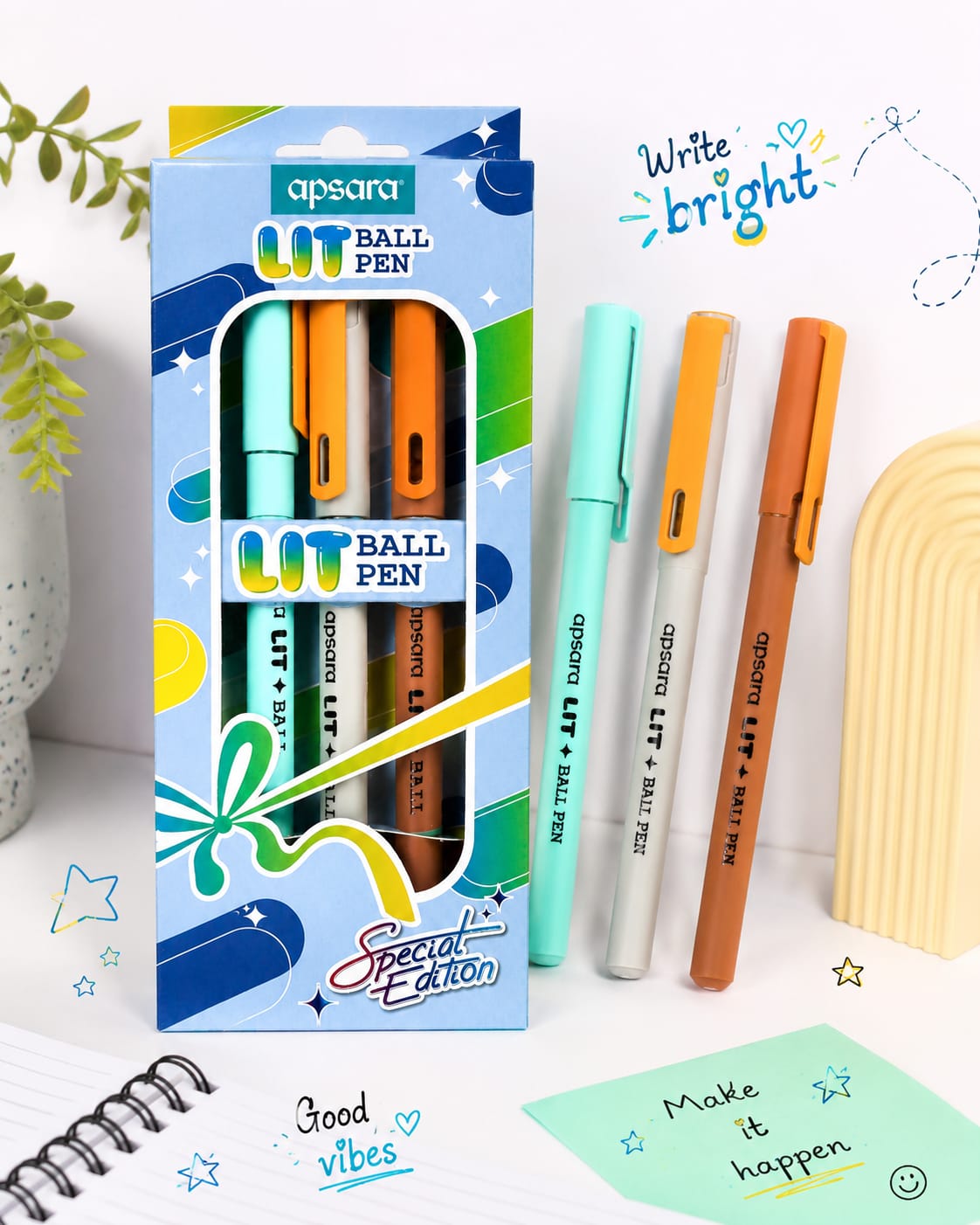 APSARA 3N BALL PENS (1 COLOUR EACH)