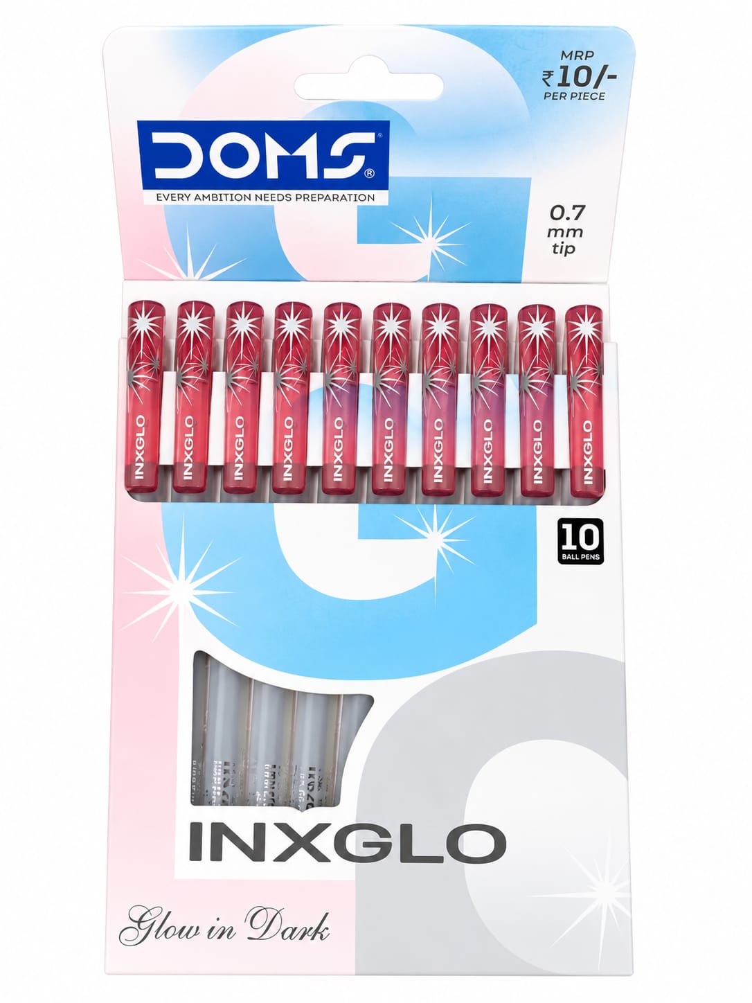 DOMS INXGLO BALL POINT RED PEN 10 PENS