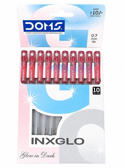 DOMS INXGLO BALL POINT RED PEN 10 PENS
