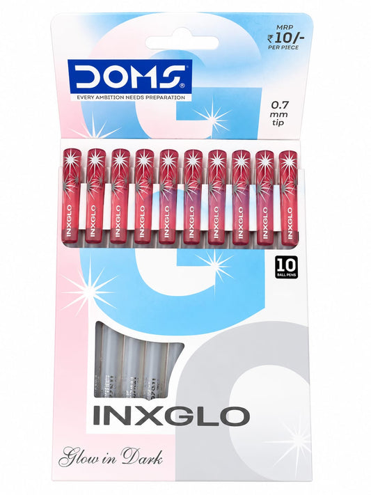 DOMS INXGLO BALL POINT RED PEN 10 PENS
