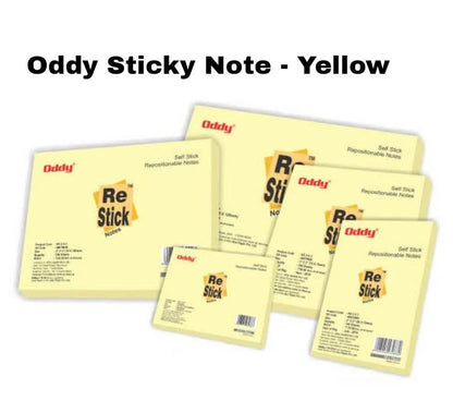 Oddy Re-stick Notes Yellow