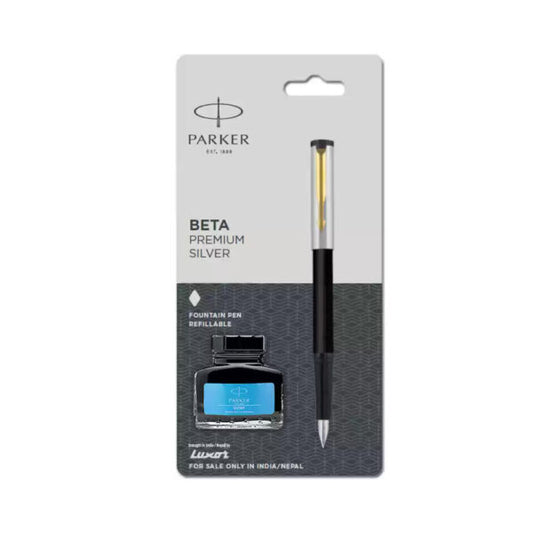 Parker Beta Premium Silver With Coated Clip Fountain Pen