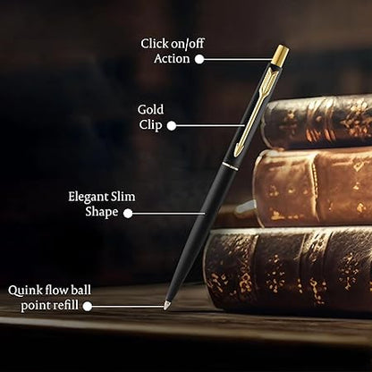 Parker Classic Matte Black Gold Trim Ball Pen