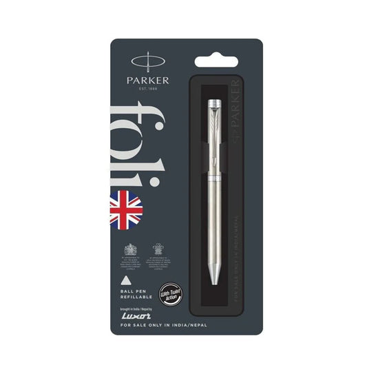 Parker Folio Stainless Steel Chrome Trim Ball Pen