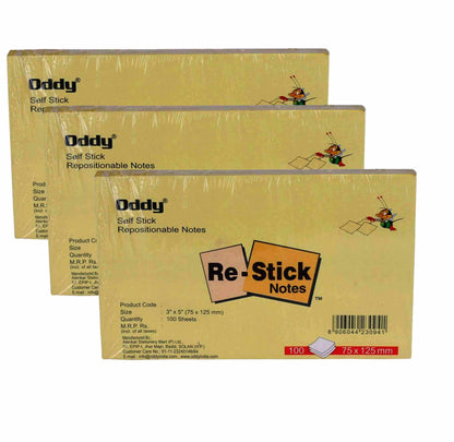 Oddy Re-stick Notes Yellow