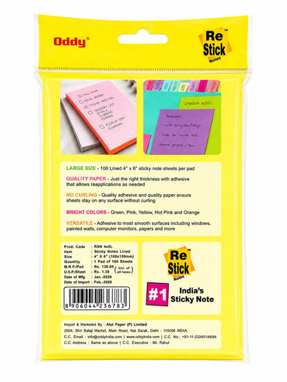 ODDY RE STICKY NOTE SHEET