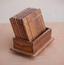 Wooden Tea Coaster Set Wood