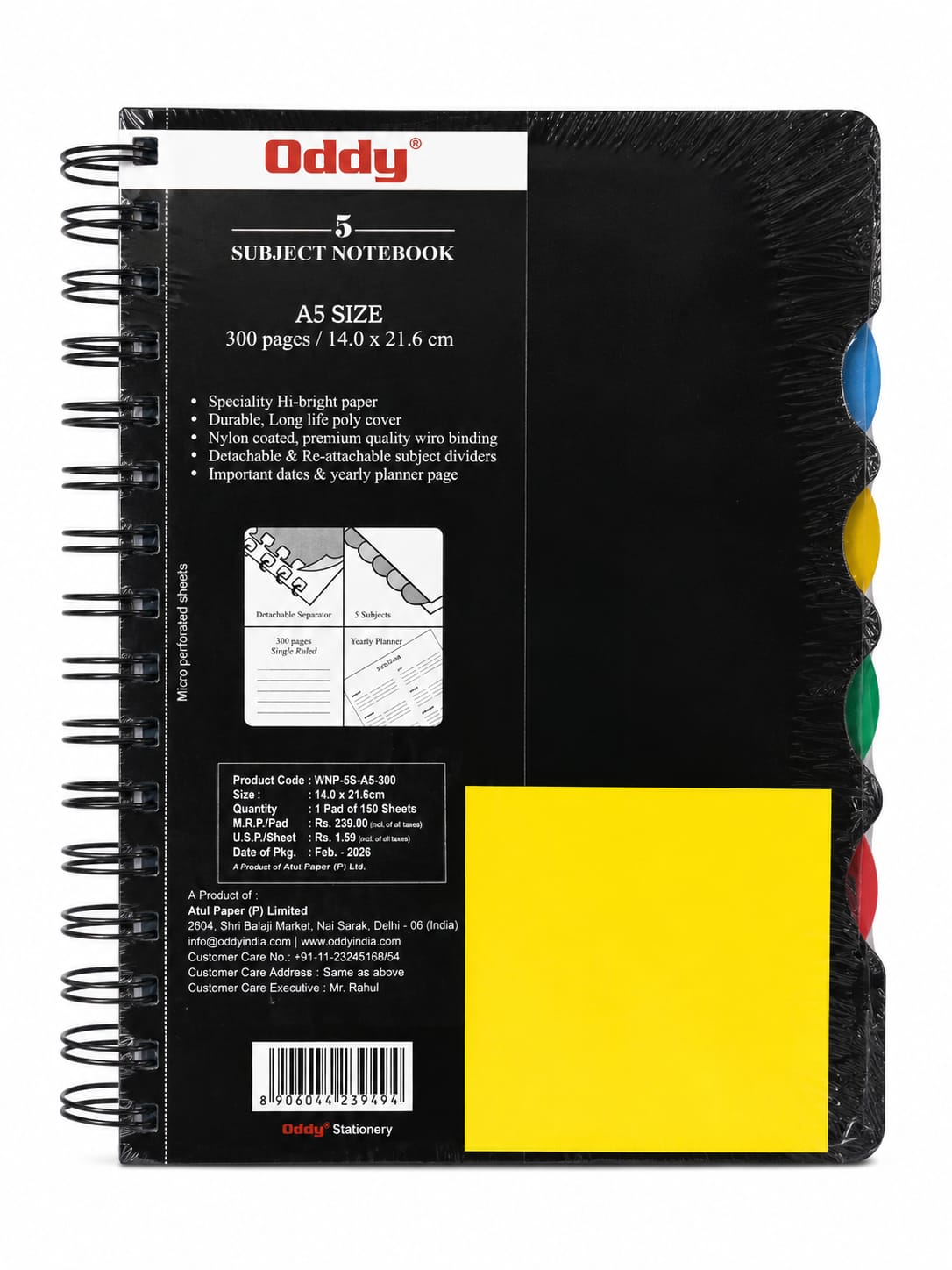 ODDY SUBJECT NOTEBOOK A5 SIZE