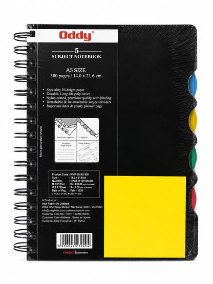 ODDY SUBJECT NOTEBOOK A5 SIZE