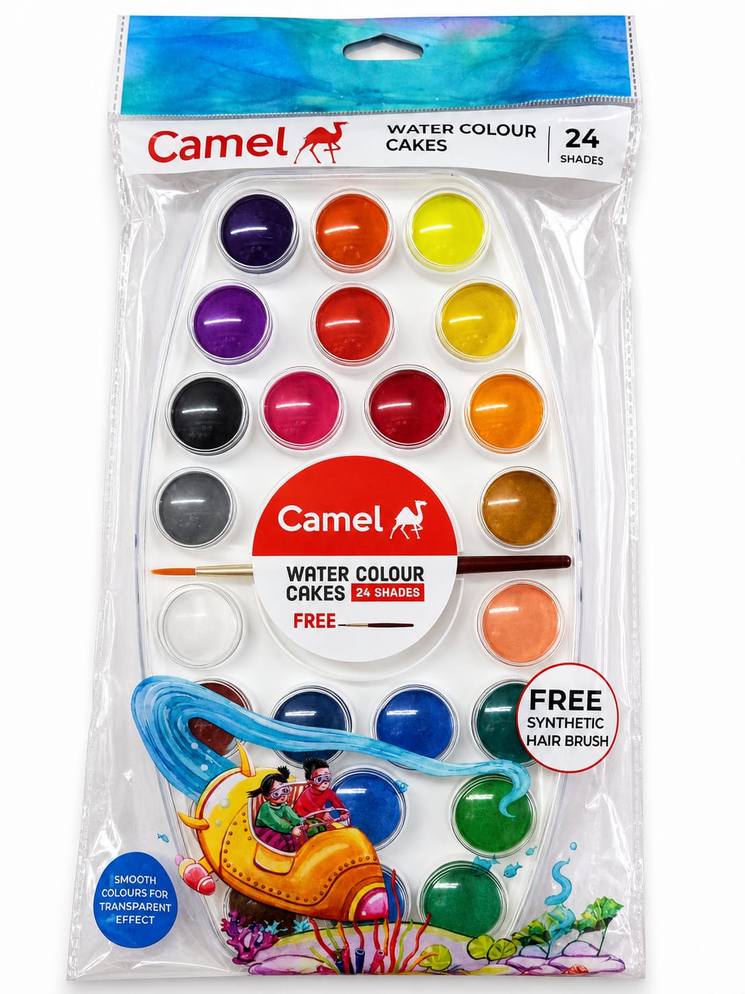 CAMEL WATER COLOUR CAKES 24 SHADES FREE PAINT BRUSH
