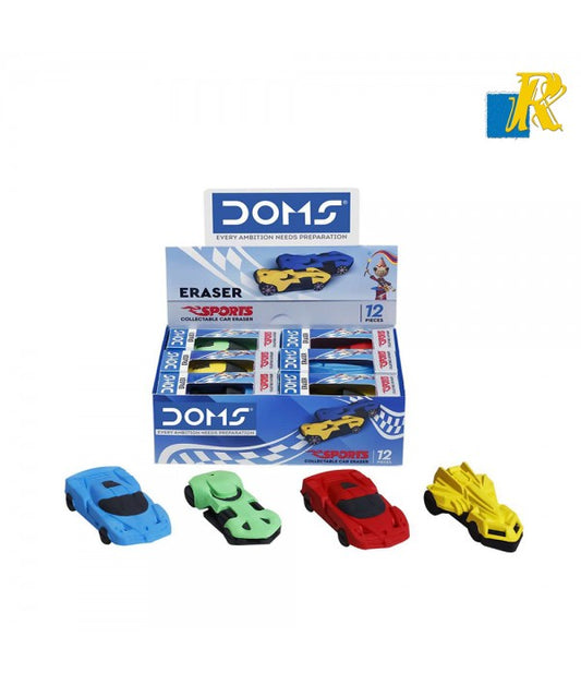 DOMS Sports Collectable Car Eraser|Car Shape Design Makes It More Attractive to Kids ( Set of 12- Multicolor)