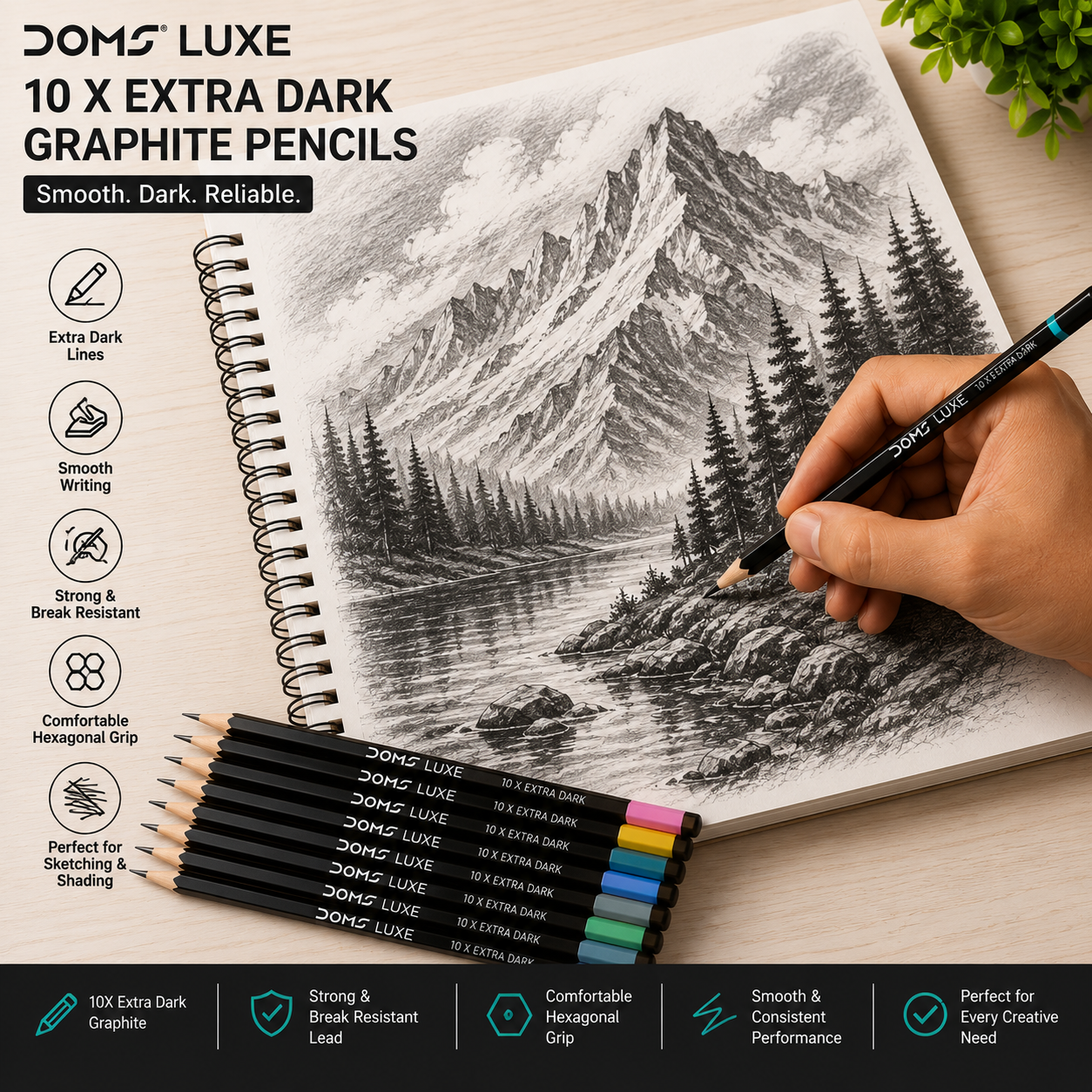 DOMS LUXE 10X EXTRA DARK GRAPHITE PENCILS