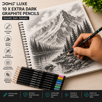 DOMS LUXE 10X EXTRA DARK GRAPHITE PENCILS