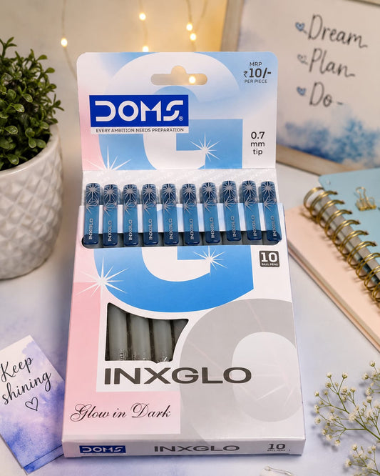 DOMS INXGLO BALL PEN 0.7MM TIP (10 PIECES)