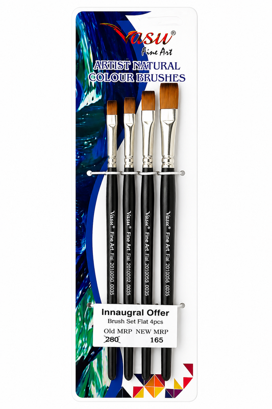 VASU FINE ART BRUSHES FLAT  SET OF 4