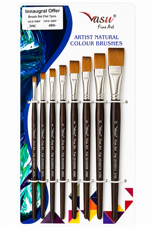 VASU FINE ART BRUSHES FLAT  SET OF 7
