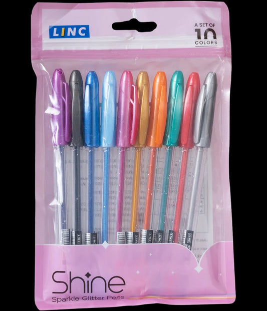 LINC SHINE SPARKLE GLITTER PENS 10 PCS