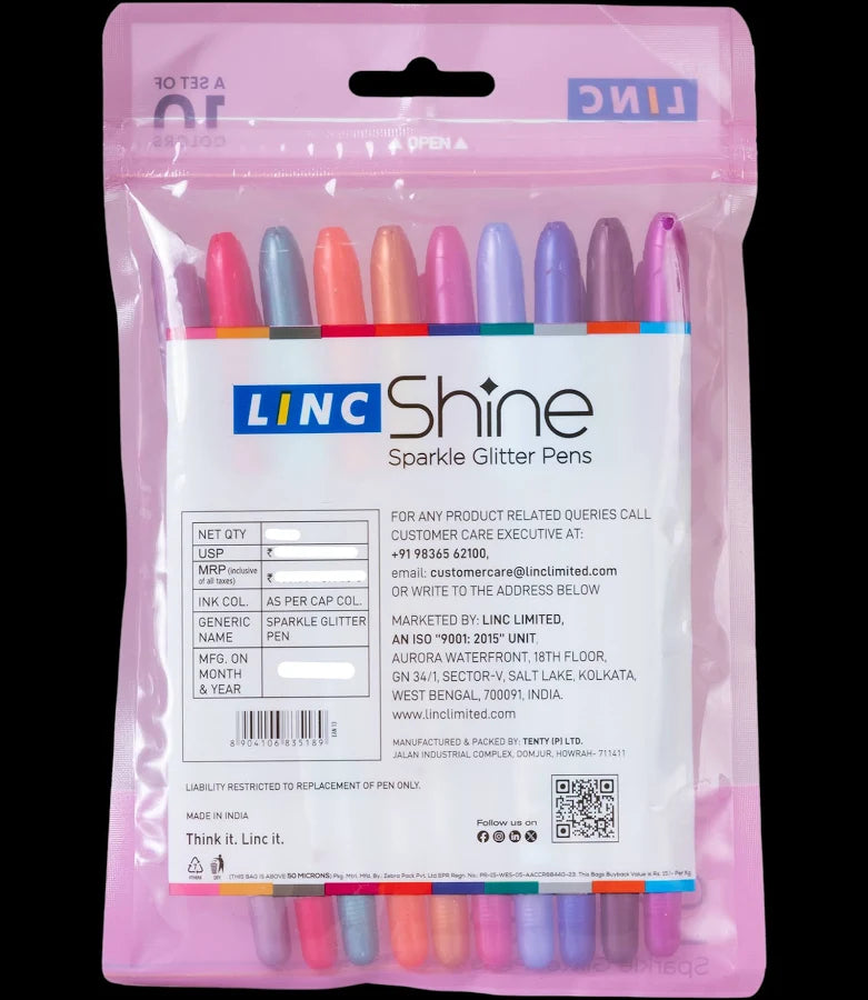 LINC SHINE SPARKLE GLITTER PENS 10 PCS