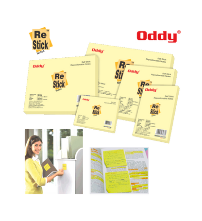 Oddy Re-stick Notes Yellow