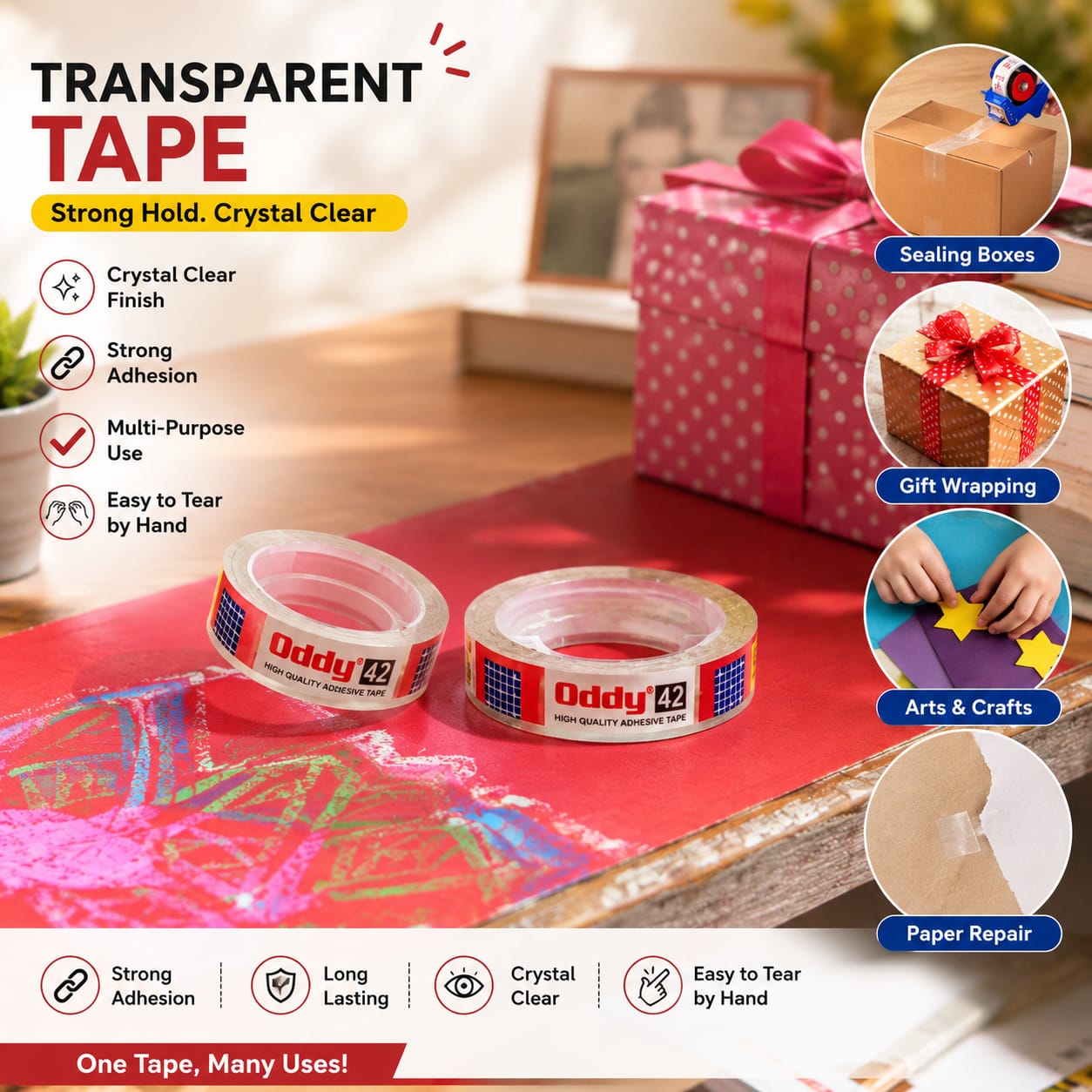 ODDY EST1220 SELF ADHESIVE TAPE 18.3Mtr. PACK OF13