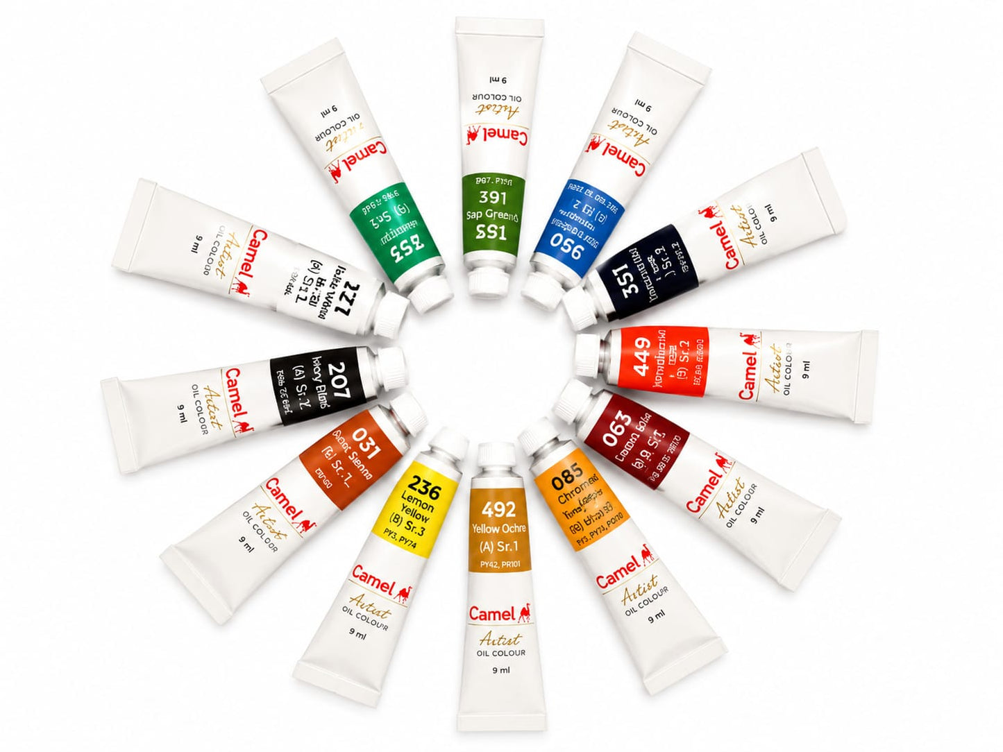 CAMEL ARTIST OIL COLOURS 12 SHADES 9ML TUBES