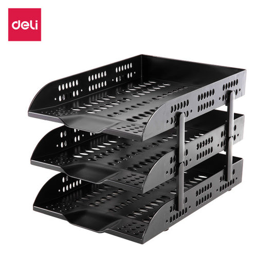 STATIONERY FILE TRAY DELI 9215 3-TIER BLACK