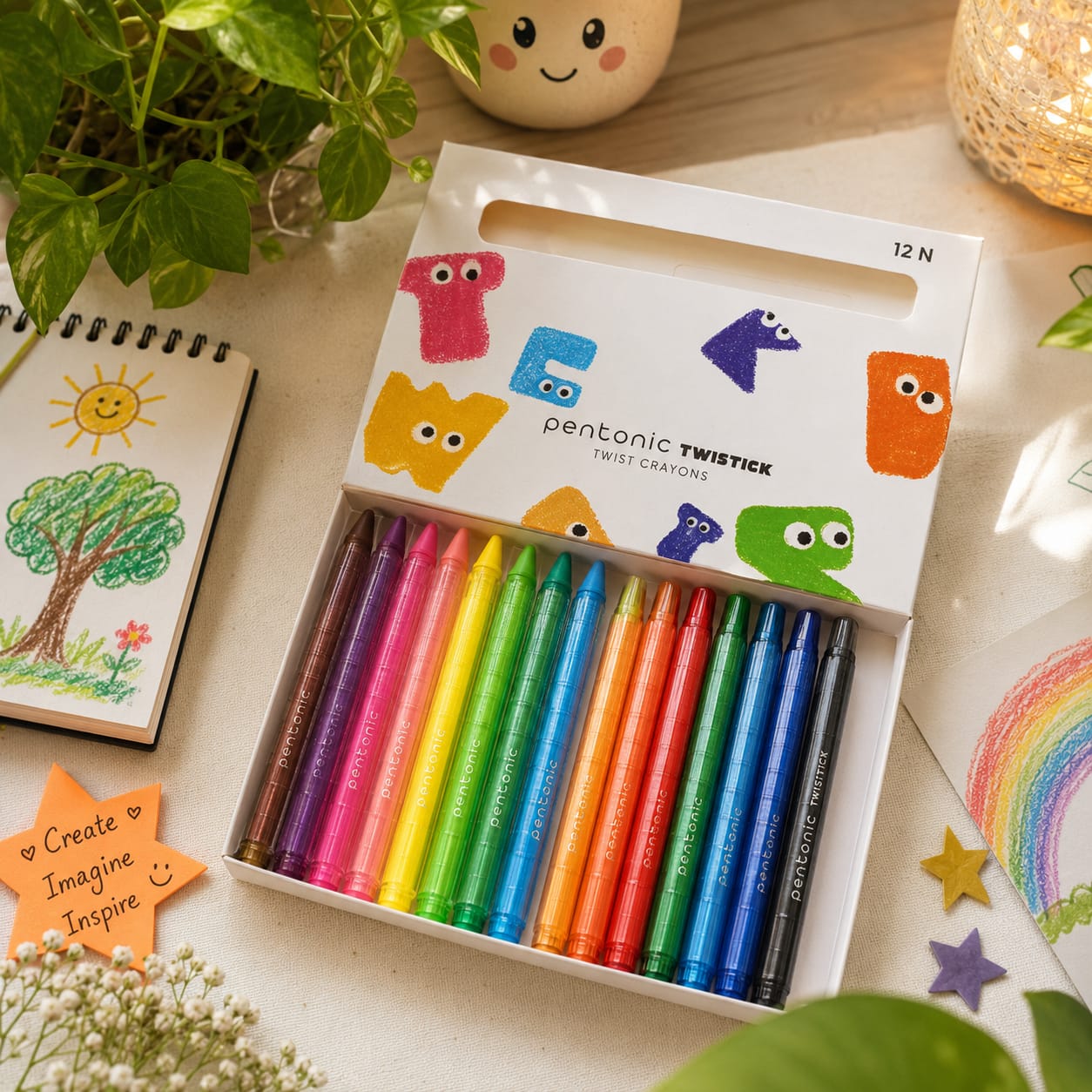 PENTONIC TWISTICK CRAYONS COLOUR PENCIL 12N