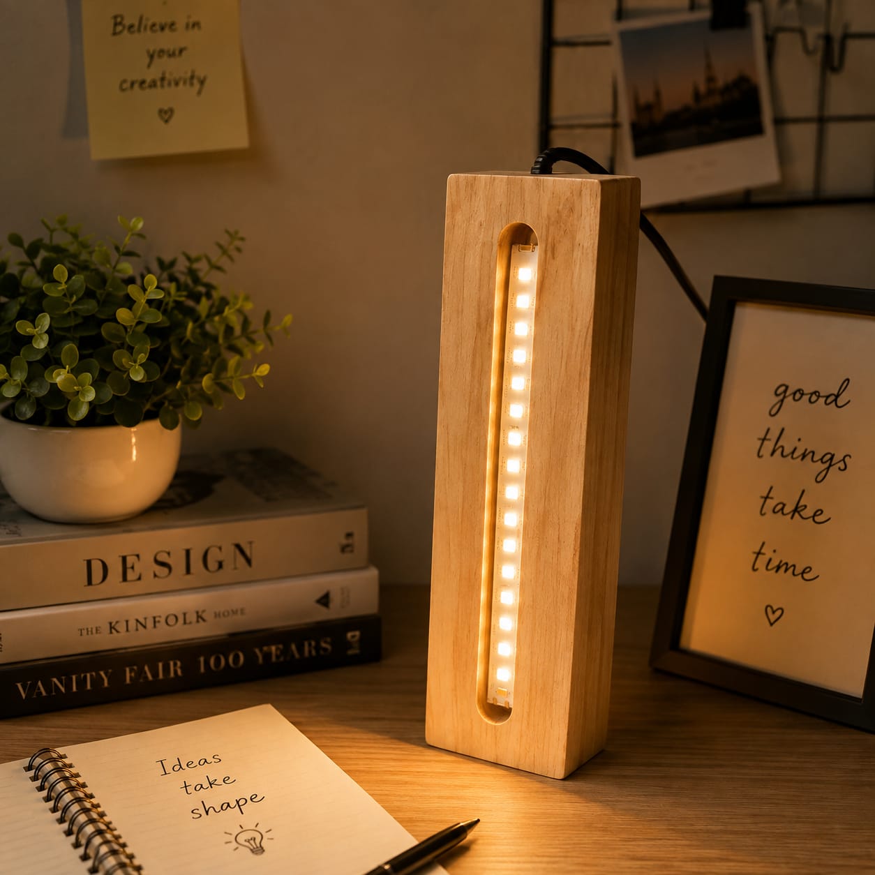 WOODEN STAND WITH LED LIGHT 7 INCH WSWL-7
