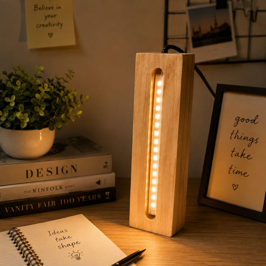 WOODEN STAND WITH LED LIGHT 7 INCH WSWL-7